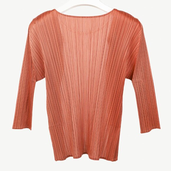 Pleats Please Issey Miyake Terracotta Open-Front Cardigan - Picture 2 of 7